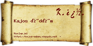 Kajos Ádám névjegykártya